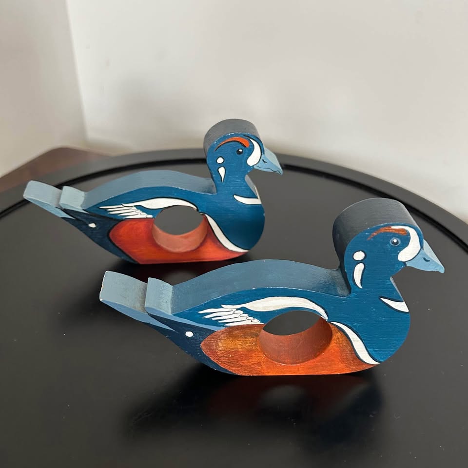 Vintage Napkin Holders Hand-Painted Wooden Ducks - photo 3