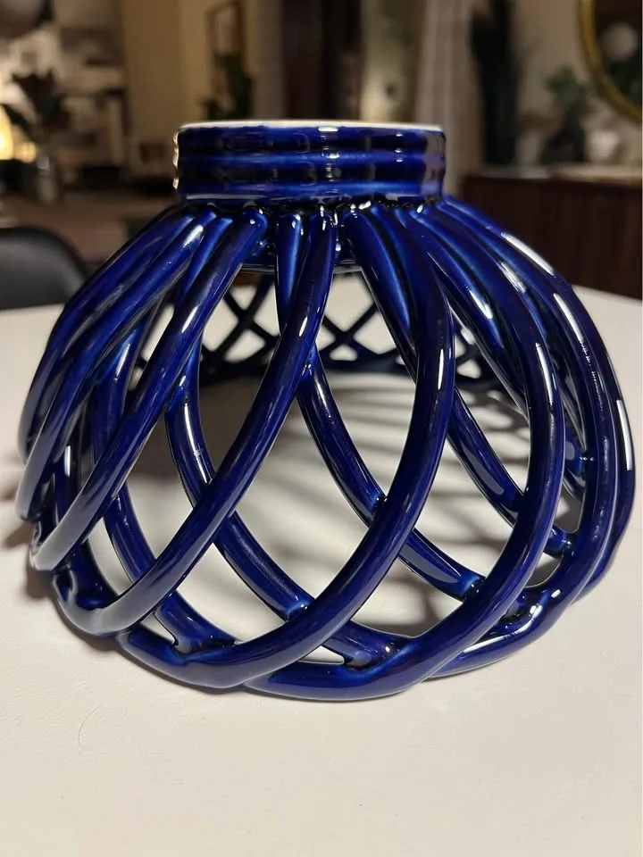 Eucalyptus Stoneware Cobalt Blue Woven Bread Bowl Basket image indicator(5)