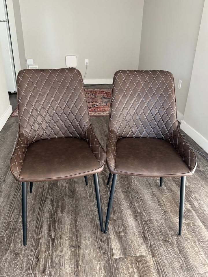 Set of 2 Modern Brown Leather Dining Chairs - $70 for both - photo 3