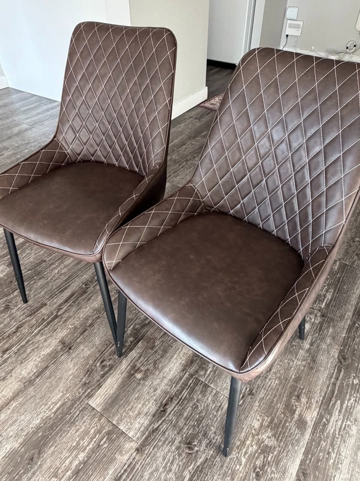 Set of 2 Modern Brown Leather Dining Chairs - $70 for both - photo 4