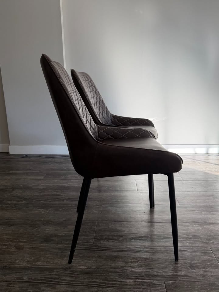 Set of 2 Modern Brown Leather Dining Chairs - $70 for both - photo 5