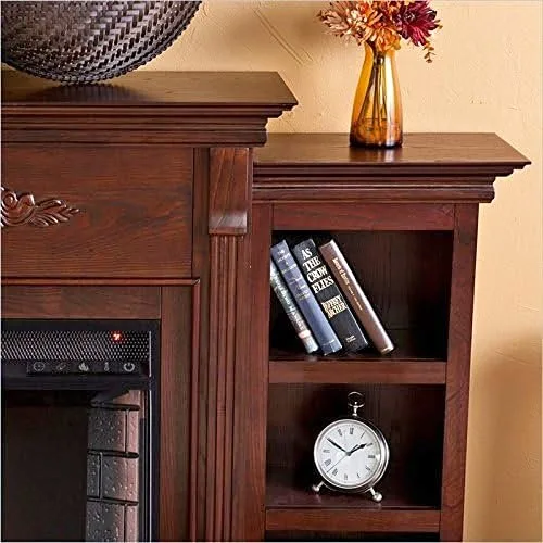 SEI Furniture Tennyson Bookcases Electric Fireplace, Espresso thumbnail
