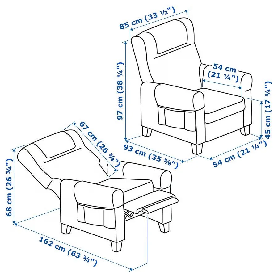 MUREN Recliner, Remmarn light gray image indicator(3)