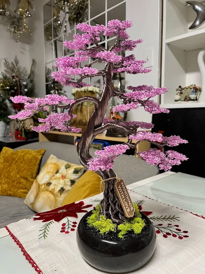 Handcrafted Aluminum Bonsai Tree – Cherry Blossom Design 🌸 image indicator(2)