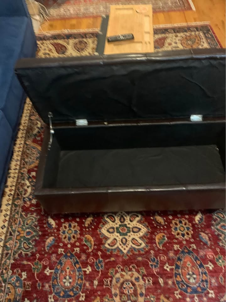 Dark Brown Leather Ottoman with Storage - photo 5
