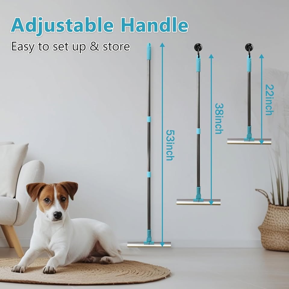 New~Pet Hair Removal Rake, 54" Adj Handle, W/Small Brush - photo 2