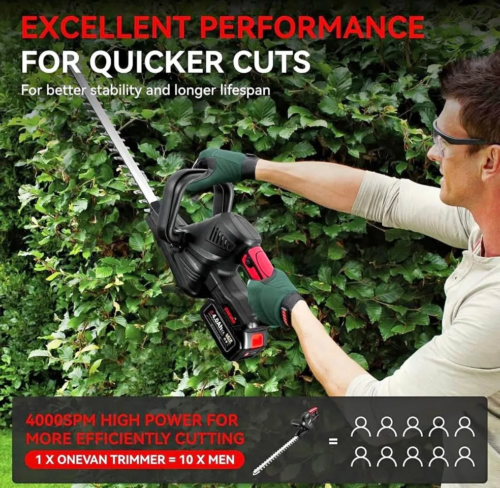 Cordless Hedge Trimmer – 2 x 20V 4.0Ah Batteries – Brand New thumbnail