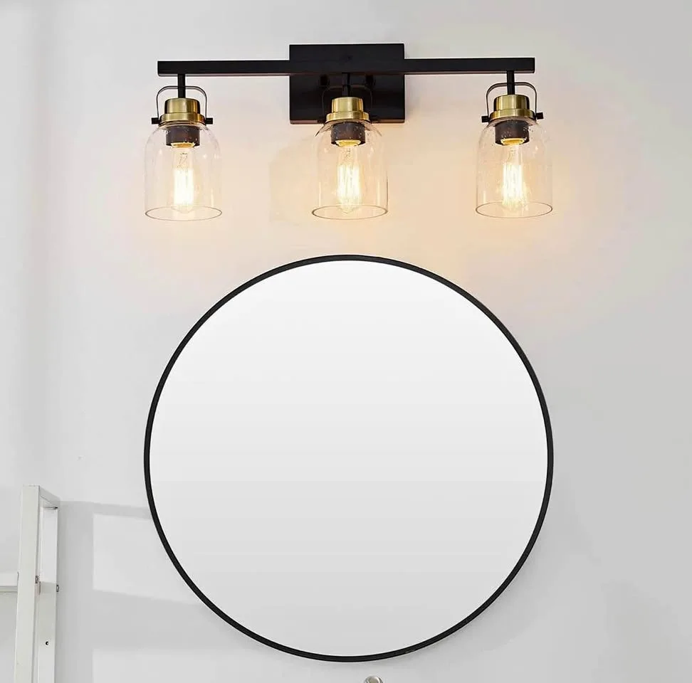 Globe Electric 3-Light Vanity Light – Matte Black & Brass thumbnail