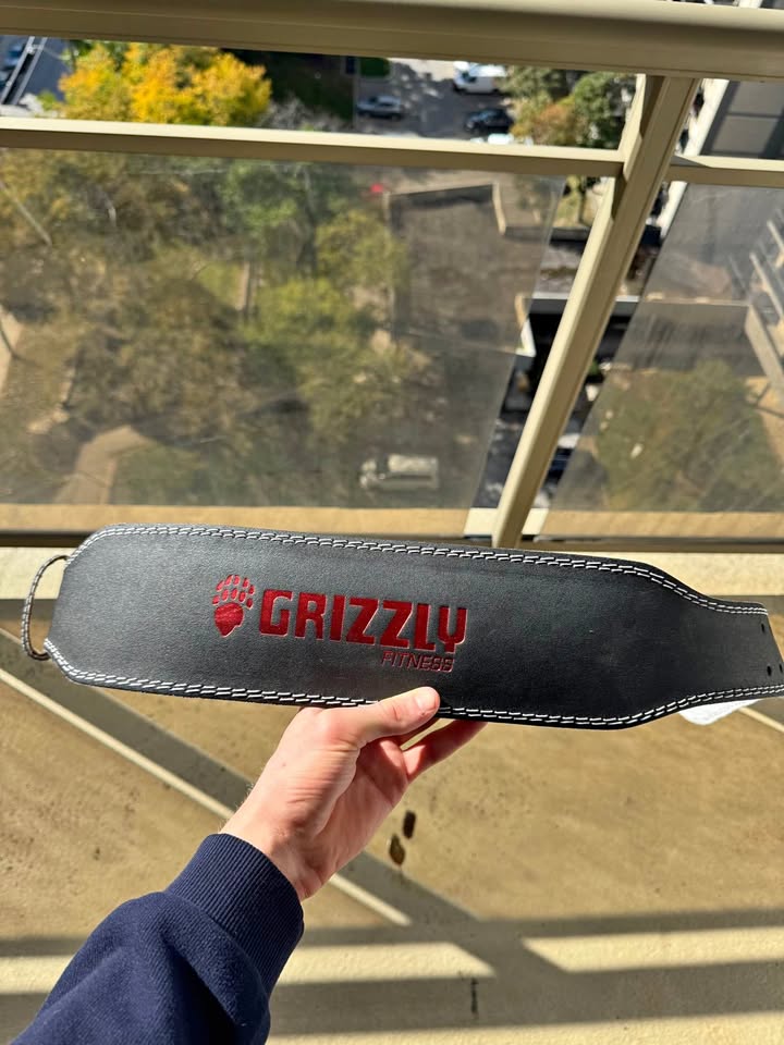 Grizzly Fitness Leather Weightlifting Belt – Size M (New)
