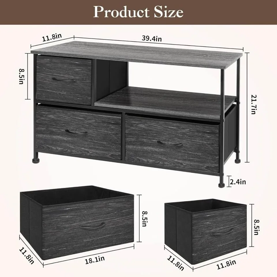 YCHF TV Stand with Fabric Drawers - Fits 45" TV image indicator(3)