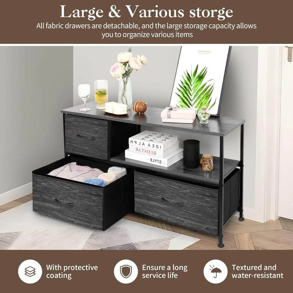 YCHF TV Stand with Fabric Drawers - Fits 45" TV image indicator(6)