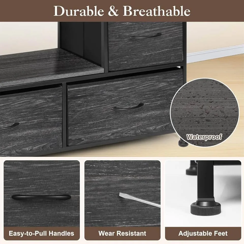 YCHF TV Stand with Fabric Drawers - Fits 45" TV image indicator(7)