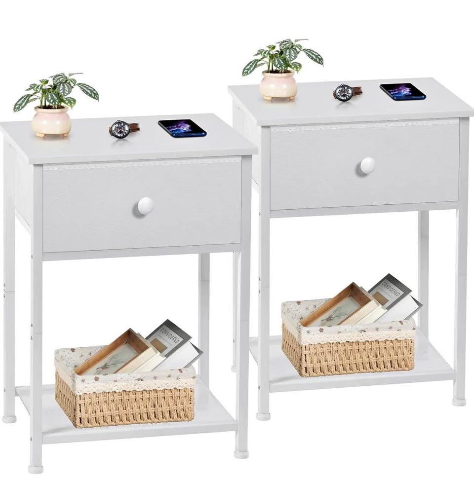 New Nightstand Set of 2 – Sturdy, Stylish & Space-Smart!