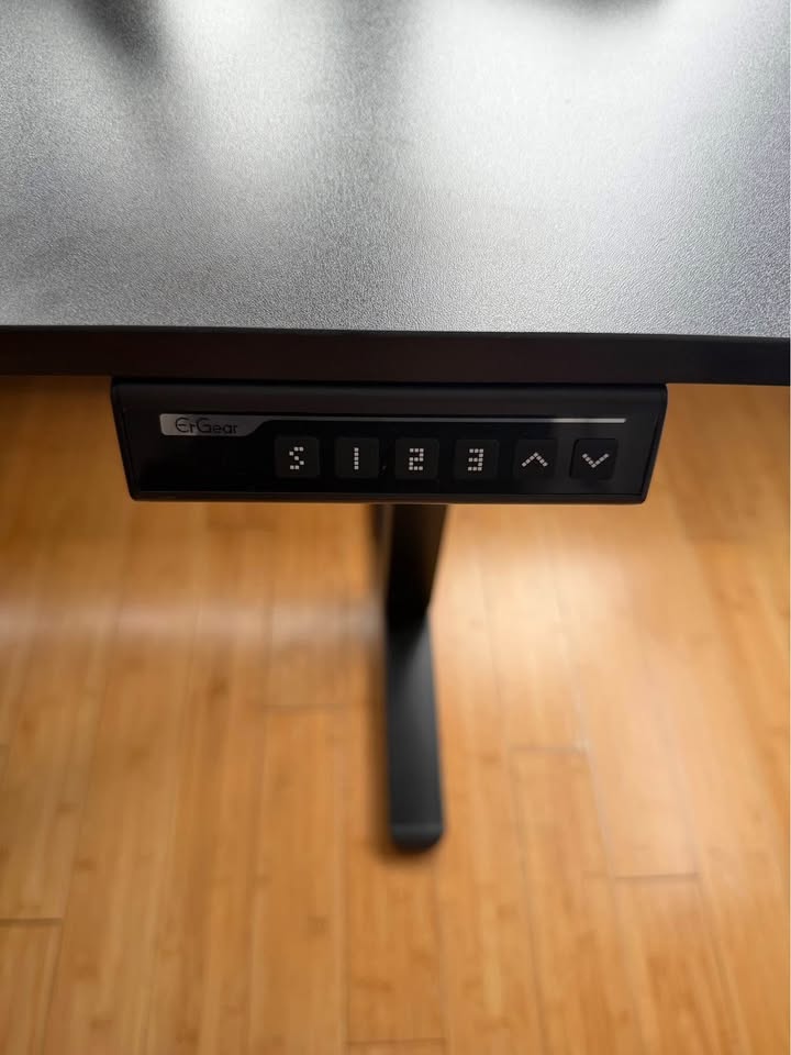 Height adjustable office desk with tiered shelves & 2 drawers - photo 3