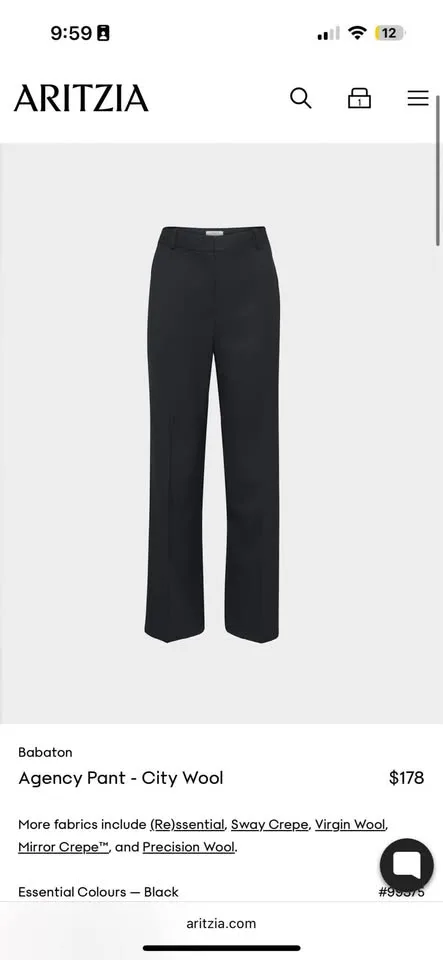 Aritzia Agency Pants - City Wool Size 0, 4, 6 NWT image indicator(6)