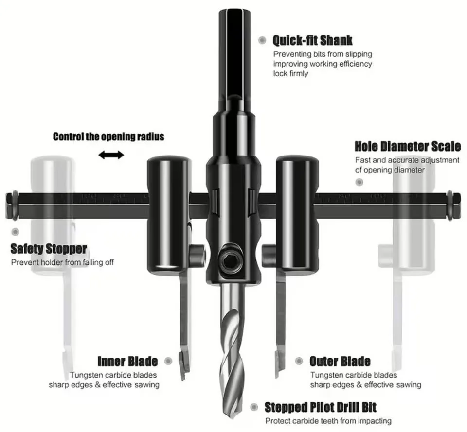 🔩 Adjustable Circle Hole Cutter (30–200 mm) image indicator(3)