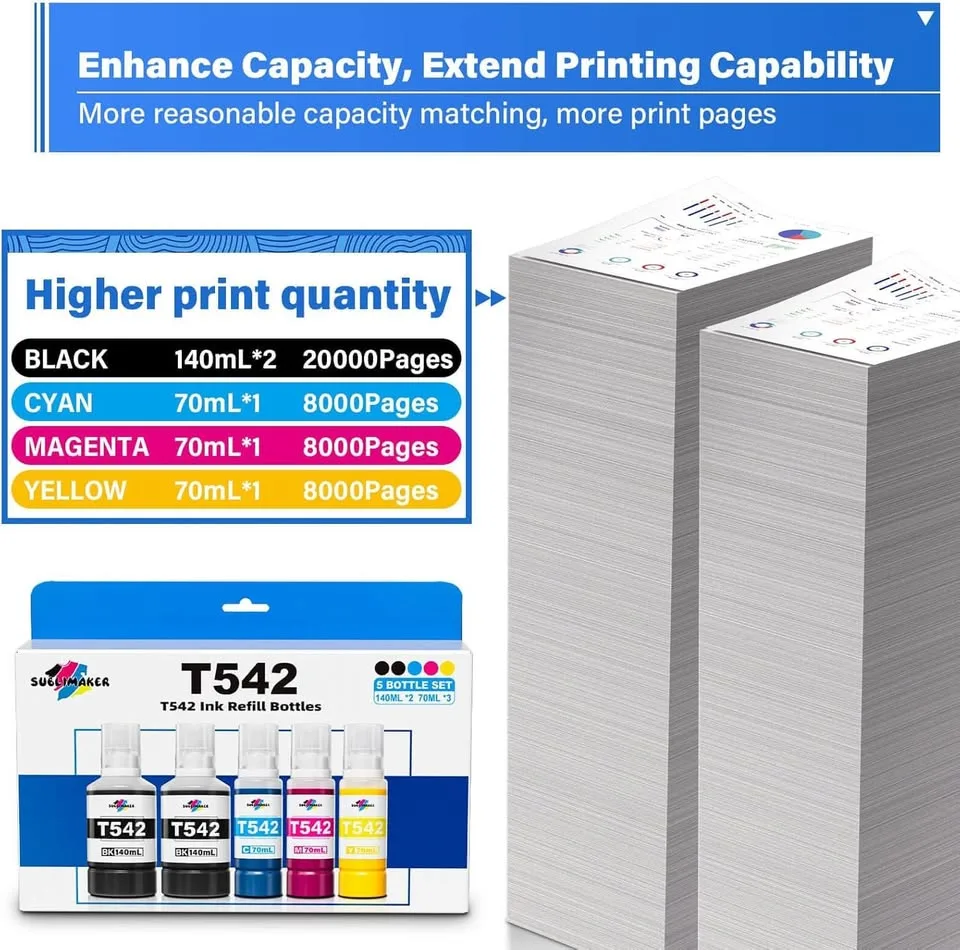 T542 Ink Refill Bottles (Set of 5) - Epson EcoTank/Workforce image indicator(4)