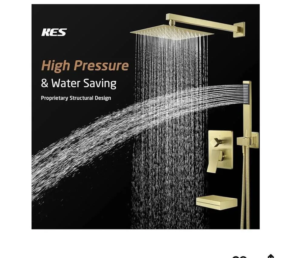 KES Brushed Gold Shower System with Tub Spout image indicator(3)