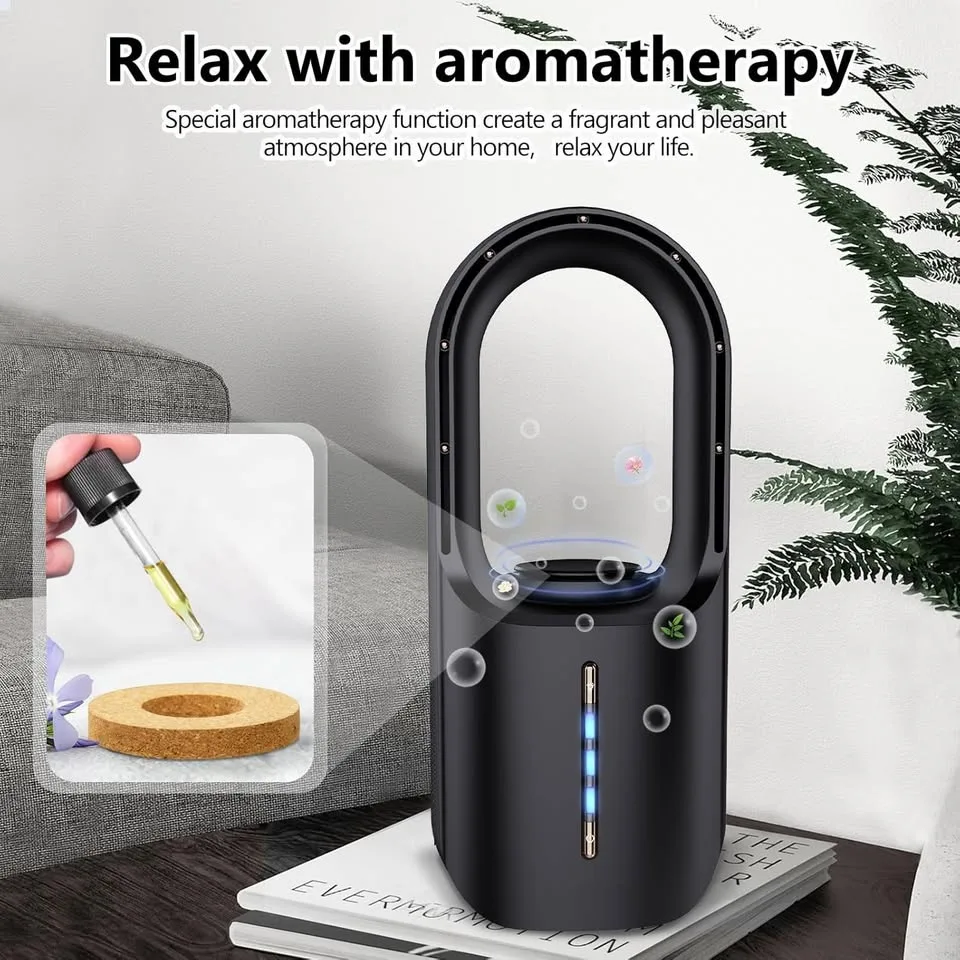 CONBOLA Portable Bladeless Desk Fan (Black) image indicator(3)