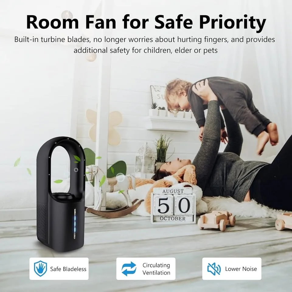 CONBOLA Portable Bladeless Desk Fan (Black) image indicator(4)