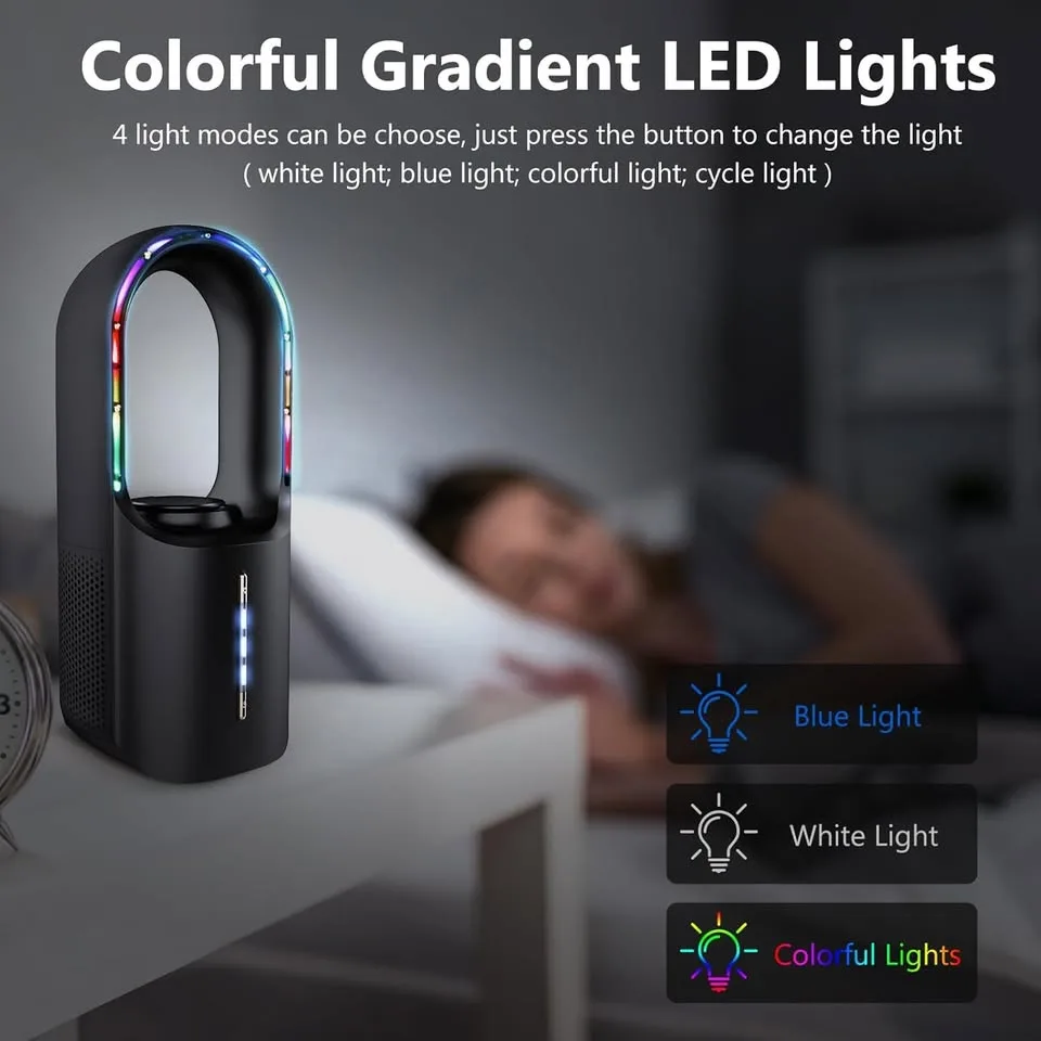 CONBOLA Portable Bladeless Desk Fan (Black) image indicator(5)