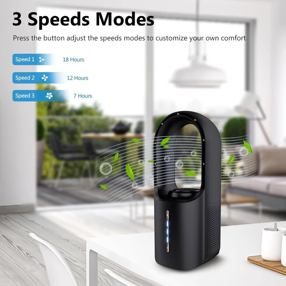 CONBOLA Portable Bladeless Desk Fan (Black) image indicator(7)