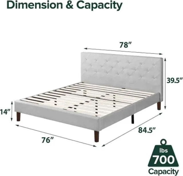 Bed in Sage Grey, King - Zinus FDPB-LG-K image indicator(2)