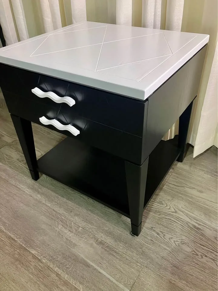 Stunning Refurbished Nightstand - Tricorn Black & White image indicator(2)