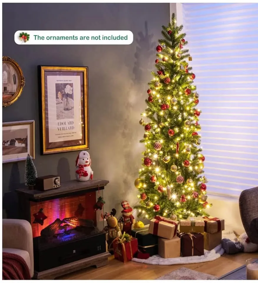 6ft Pre-Lit Pencil Christmas Tree, 270 LED image indicator(2)