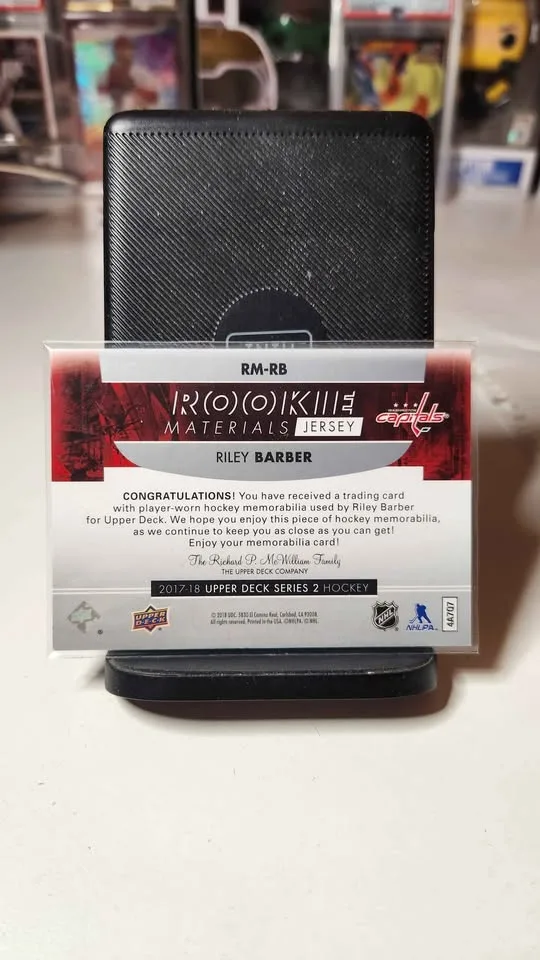 2017-18 Upper Deck Rookie Materials Riley Barber Jersey Card 🏒 image indicator(2)