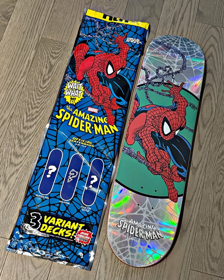 HUF X MARVEL SPIDER-MAN HOLO FOIL SKATEBOARD!