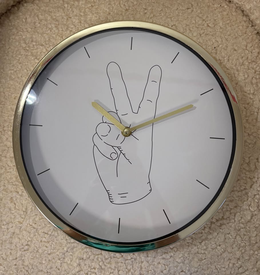 Peace Sign Wall Clock - White with Gold - photo 4