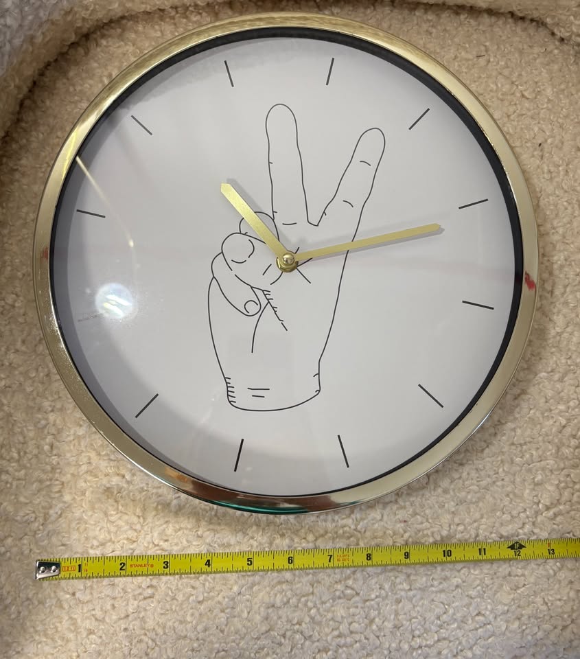 Peace Sign Wall Clock - White with Gold - photo 5