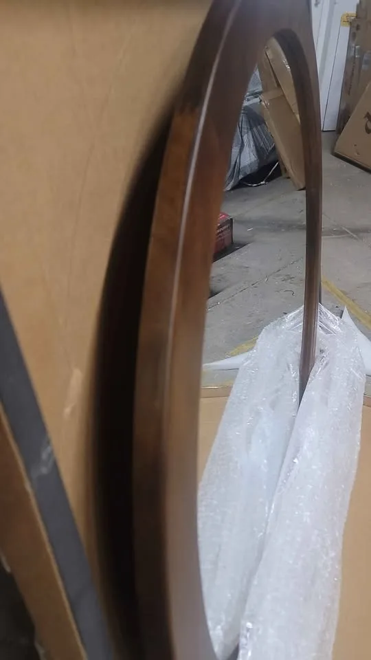 Round Mirror 36 Inch,Wood Rustic Bathroom Tempered Wall Mirror image indicator(5)