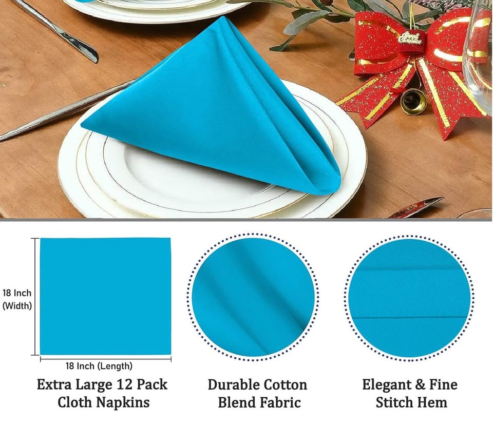 Table Dinner Napkins - Cloth Napkins Set of 12 - 18x18 inch - photo 5