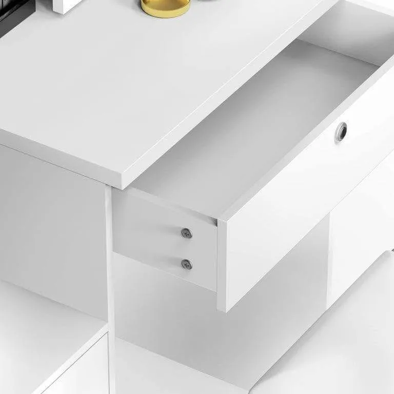 Makeup Vanity Desk with Mirror and LED Lights image indicator(8)