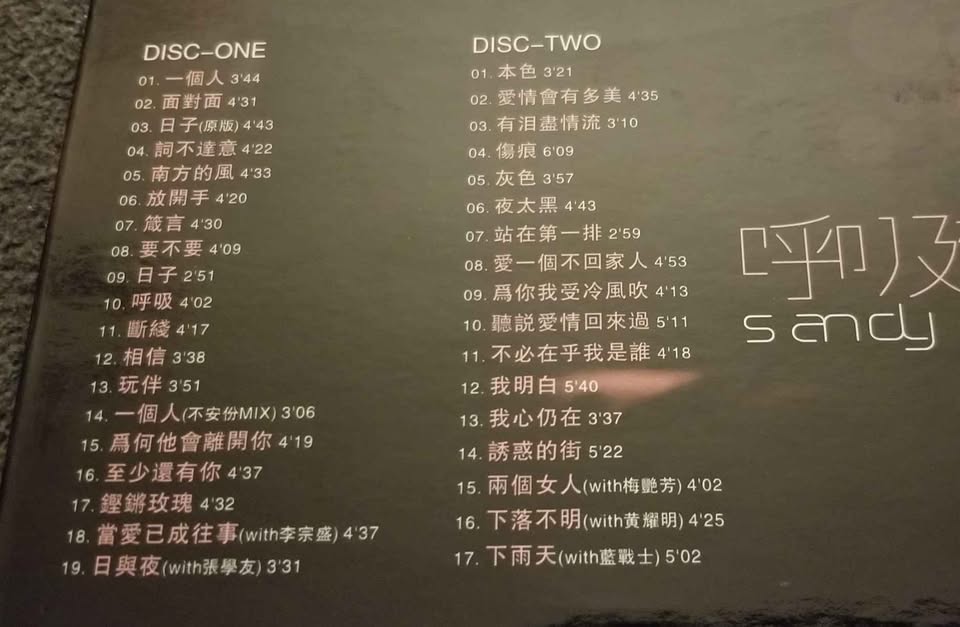 Sandy Lam Music CD Album " Breathing " 林憶蓮，呼吸國語專輯 - photo 2