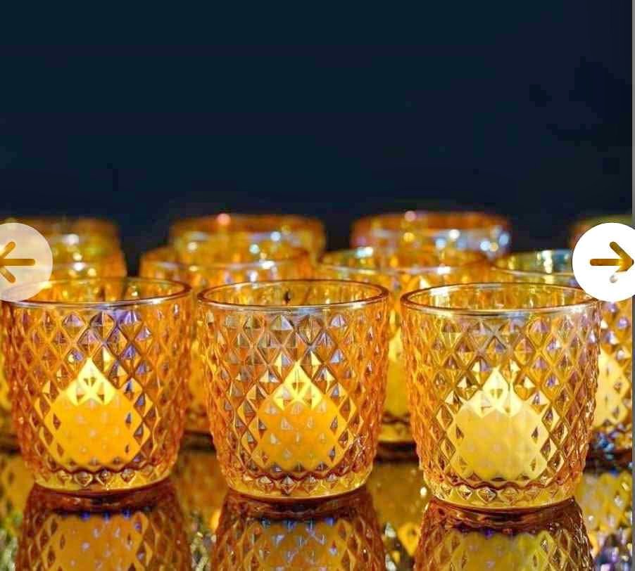 Pack Of 11 Colorful Gold Votive Candle Holders -Brand new in box