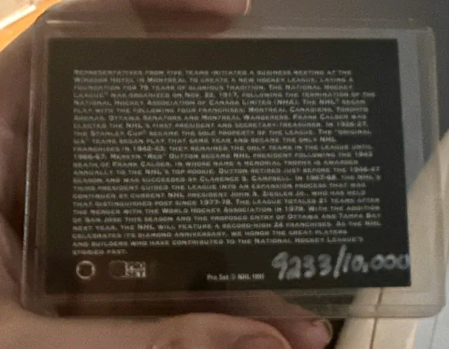 1991-92 Pro Set NHL 75th Anniversary Hologram /10000 image indicator(2)