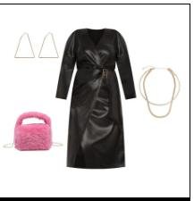 Eloquii Faux Leather Wrap Dress New