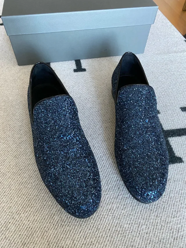 Jimmy Choo Blue Crystal Loafer Size 42 thumbnail