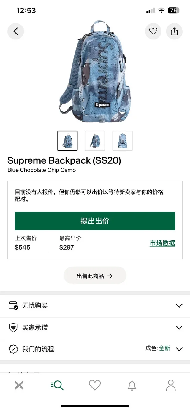 Supreme SS20 Blue Camo Backpack image indicator(2)
