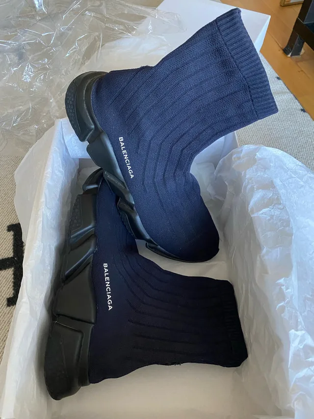 Balenciaga Speed Trainer Knit Sneaker Size 42 Navy thumbnail