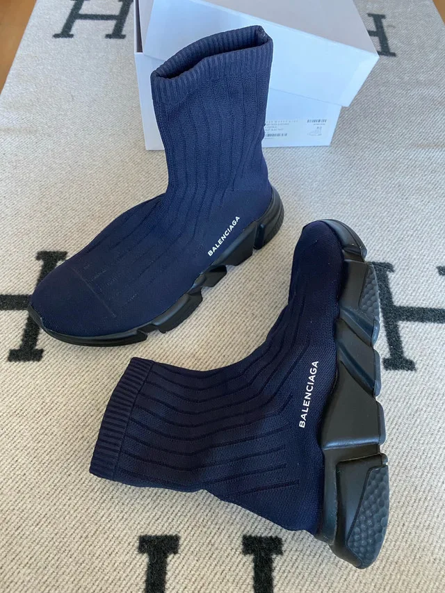 Balenciaga Speed Trainer Knit Sneaker Size 42 Navy image indicator(2)