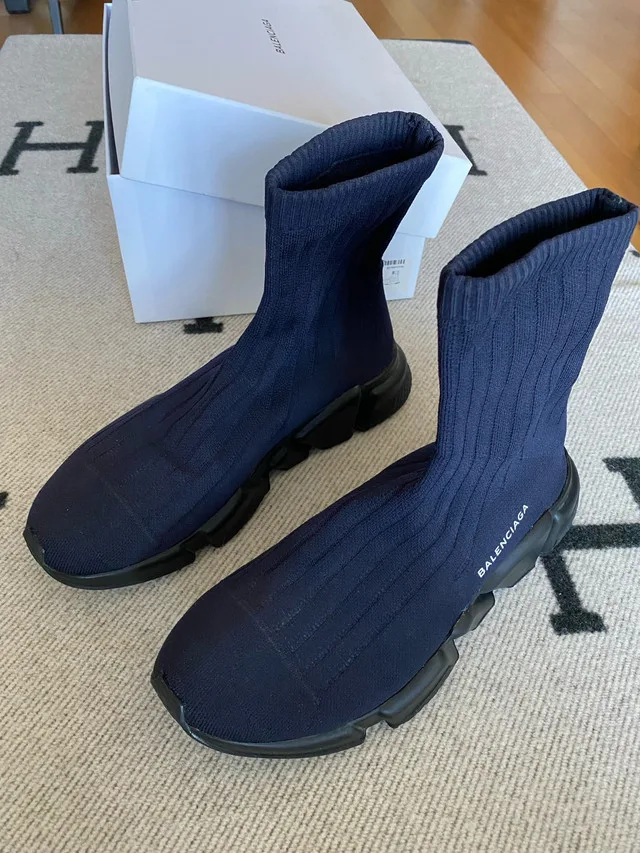 Balenciaga Speed Trainer Knit Sneaker Size 42 Navy image indicator(4)