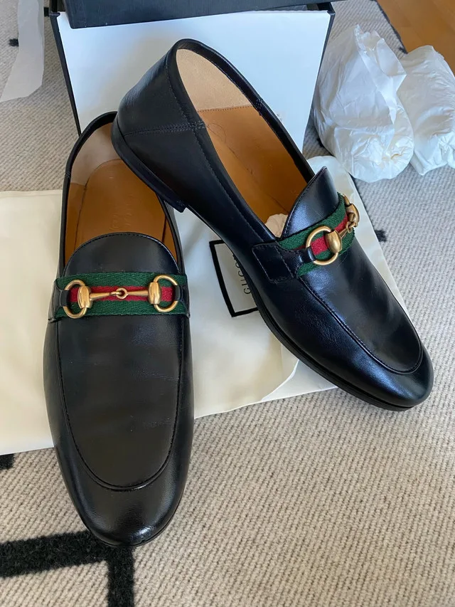 Gucci Black Web Horsebit Loafers Men’s US9 image indicator(5)
