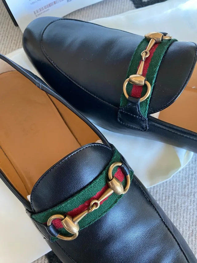 Gucci Black Web Horsebit Loafers Men’s US9 image indicator(6)