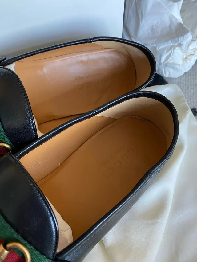 Gucci Black Web Horsebit Loafers Men’s US9 image indicator(8)