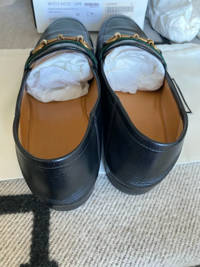 Gucci Black Web Horsebit Loafers Men’s US9 image indicator(9)