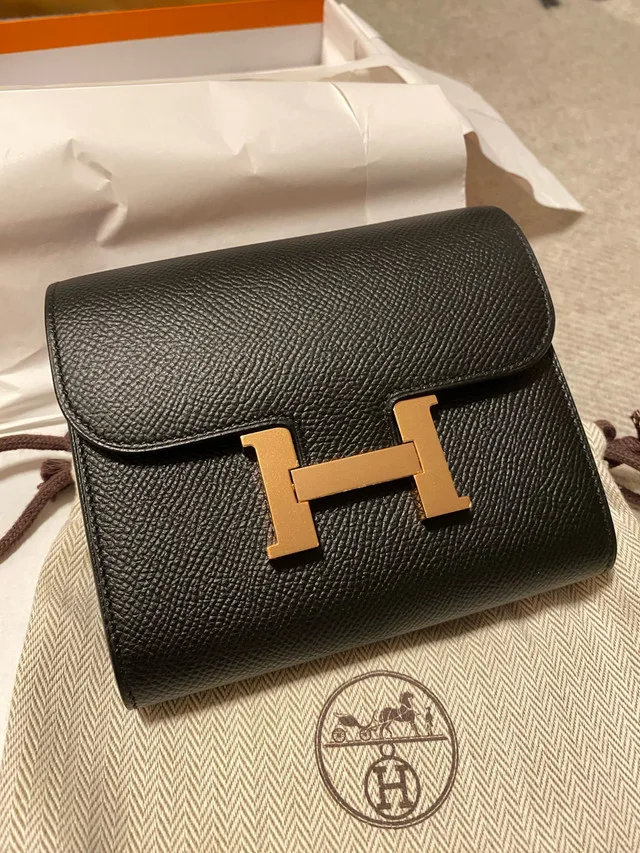 Hermes Constance Compact Wallet Black Gold image indicator(2)